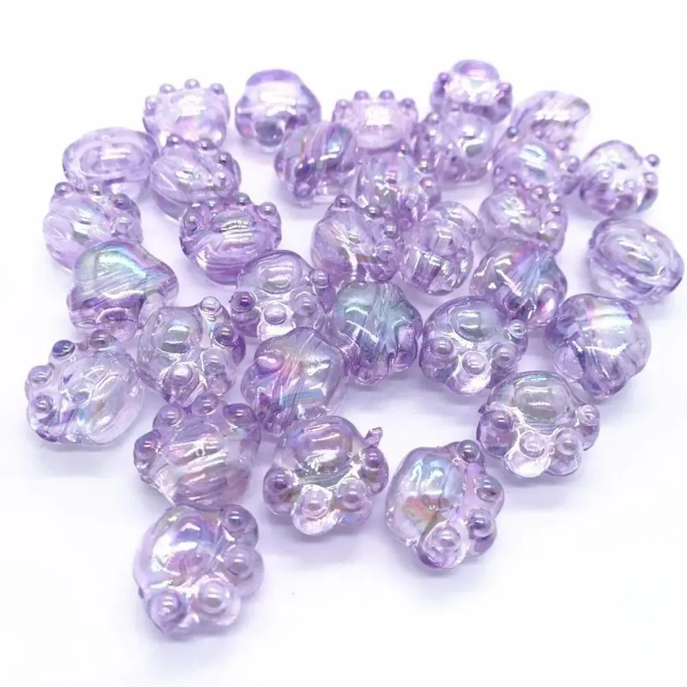 

10pcs Acrylic Cat Paw Beads Big Hole 18mm Cat Paw DIY Chain Beaded Luminous Cartoon DIY Jewelry Making Beads Necklace