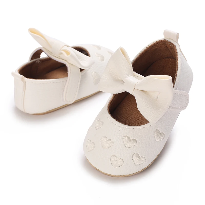 Infant & Toddler Mary Jane Shoes with Bow, Faux Leather,Fabric Lined, Comfortable Flat Sole, with Easy Fasten forDaily & Casua