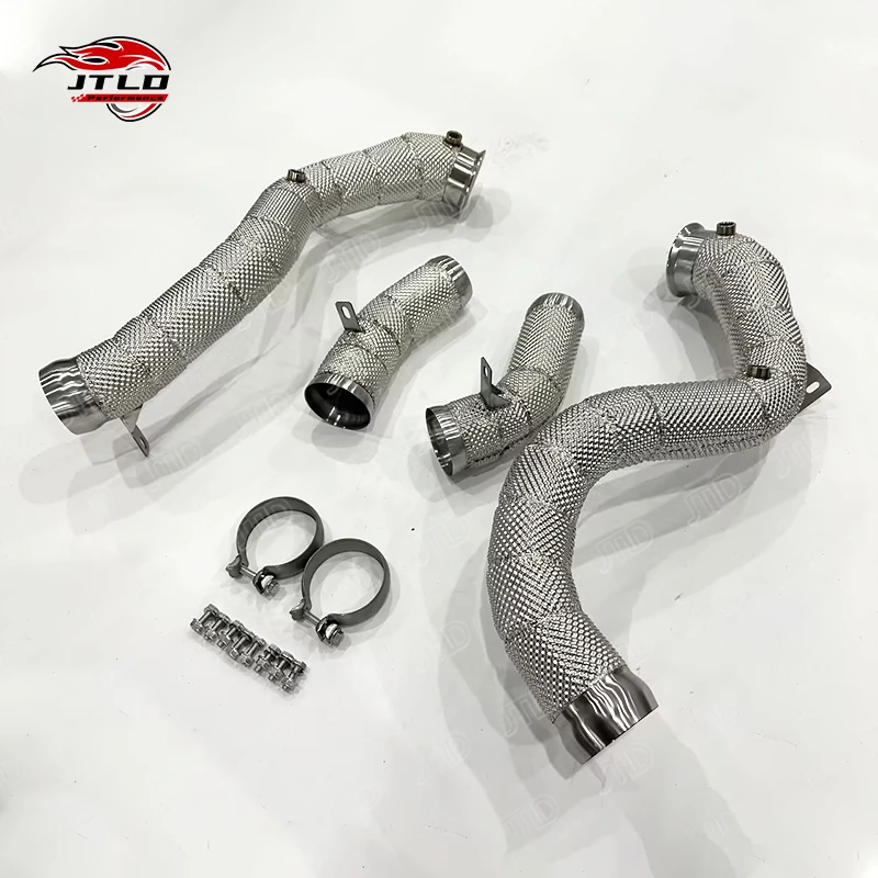 Hot Sell In Stock High Performance 304 Stainless Steel Straight Exhaust DownPipe For MERCEDES GLC63 With Heatshield