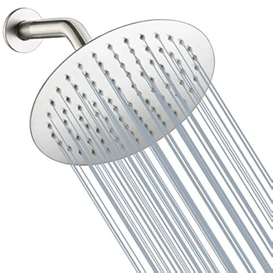 

6 Inch Stainless Steel Shower Head High Pressure Rainall Shower Head Ultra Thin Design-Best Pressure Boosting with Silicone Noz