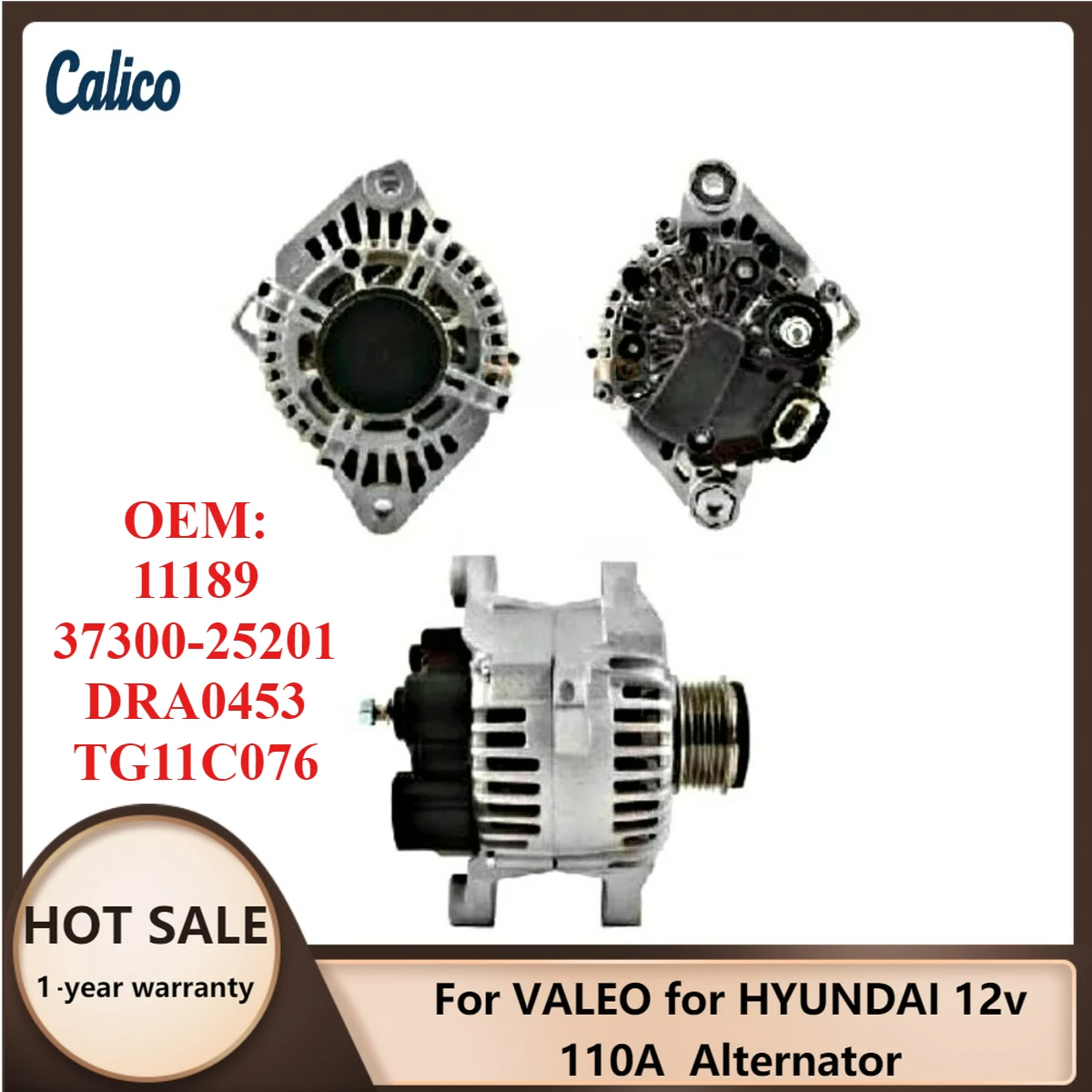 

High Cost-effectiveness Suitable for VALEO for HYUNDAI 12v 110A Alternator 11189 37300-25201 DRA0453 TG11C076