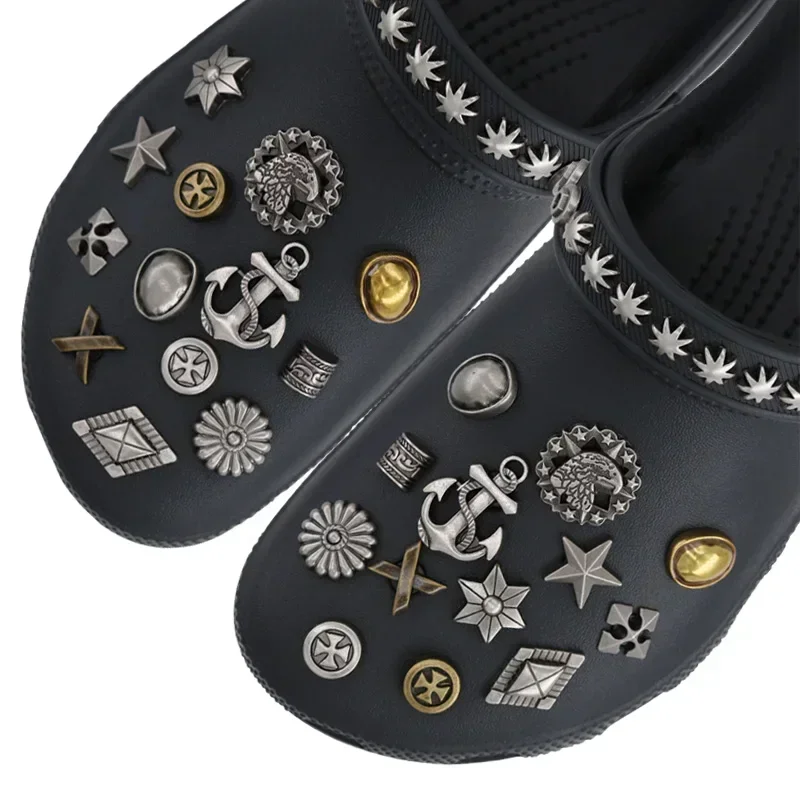 1 قطعة سحر الأحذية ل إكسسوارات أحذية الصنادل دبابيس الخماسي معدن فضي انفصال هالوين الصنوبر الأحذية الزينة w-7