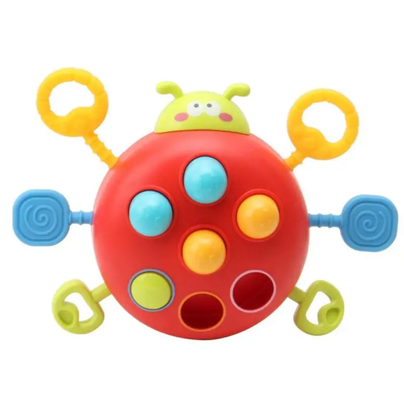 Brinquedos sensoriais de borracha macia para crianças, Brinquedos Montessori Educacionais Portáteis, Ladybug Shape Cartoon, Brinquedos de desenvolvimento para crianças