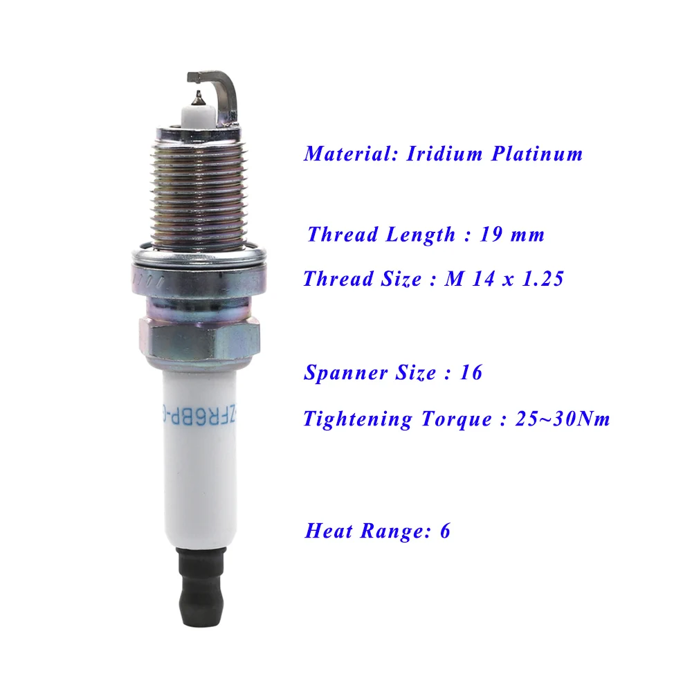 Car Spark Plug For BESTUNE B30 B50 T33 CHEVROLET AVEO MALIBU Volt ZFR6BP-G 1748 55564763 1214528