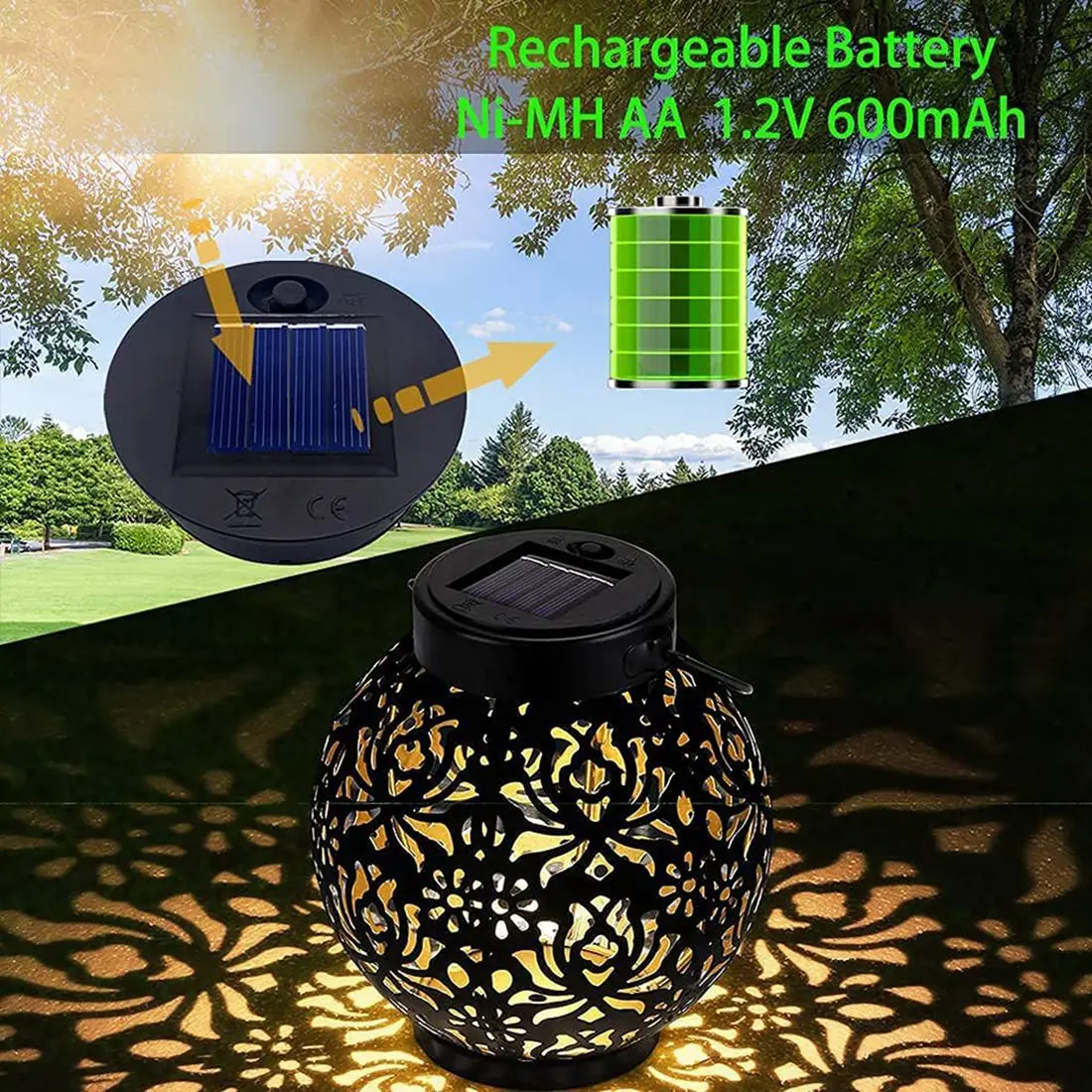 AB11-2 Pack Solar Lights Replacement Top For Lanterns, Waterproof Round Solar Lanterns Replacement Accessories