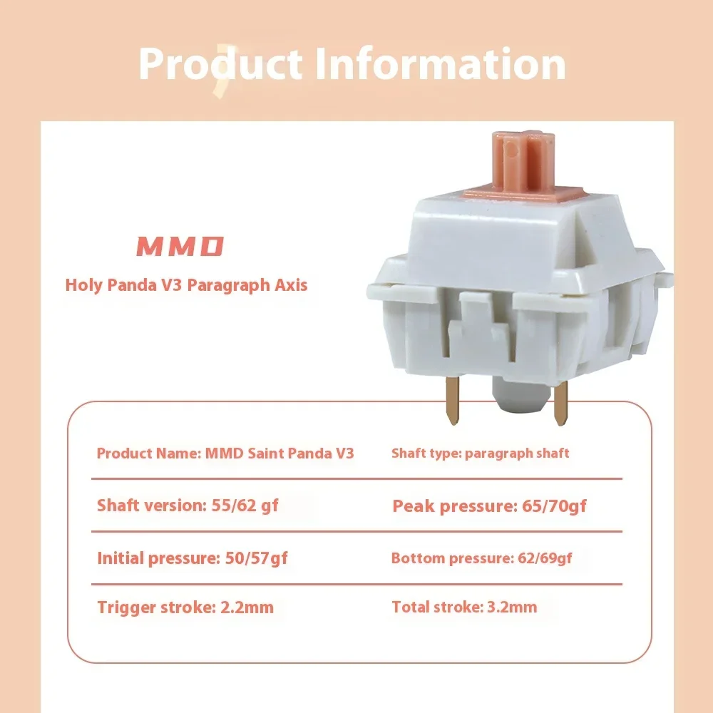 Commutateur d'axe de remplacement pour clavier mécanique, MMD Holy KrasnoTactile V3, bricolage personnalisé, son Hi-Fi, 55g, 62g, 3 broches