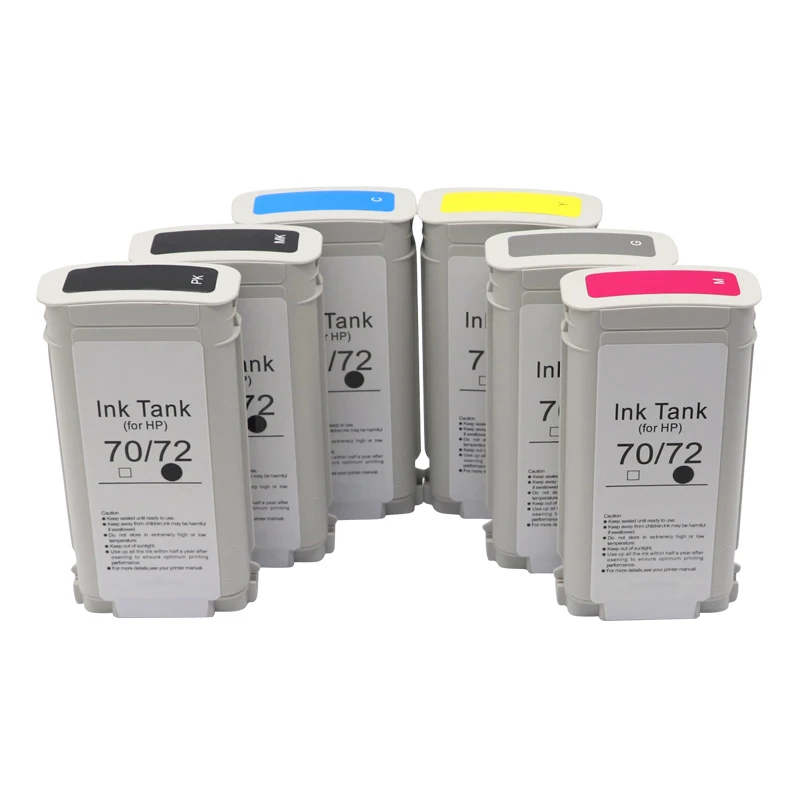 For HP 72 Ink 6 Color 130ml Compatible Ink Cartridges with Chip For HP72 Designjet T610 T770 T795 T1100 T1120 T1200 T1300 T2300