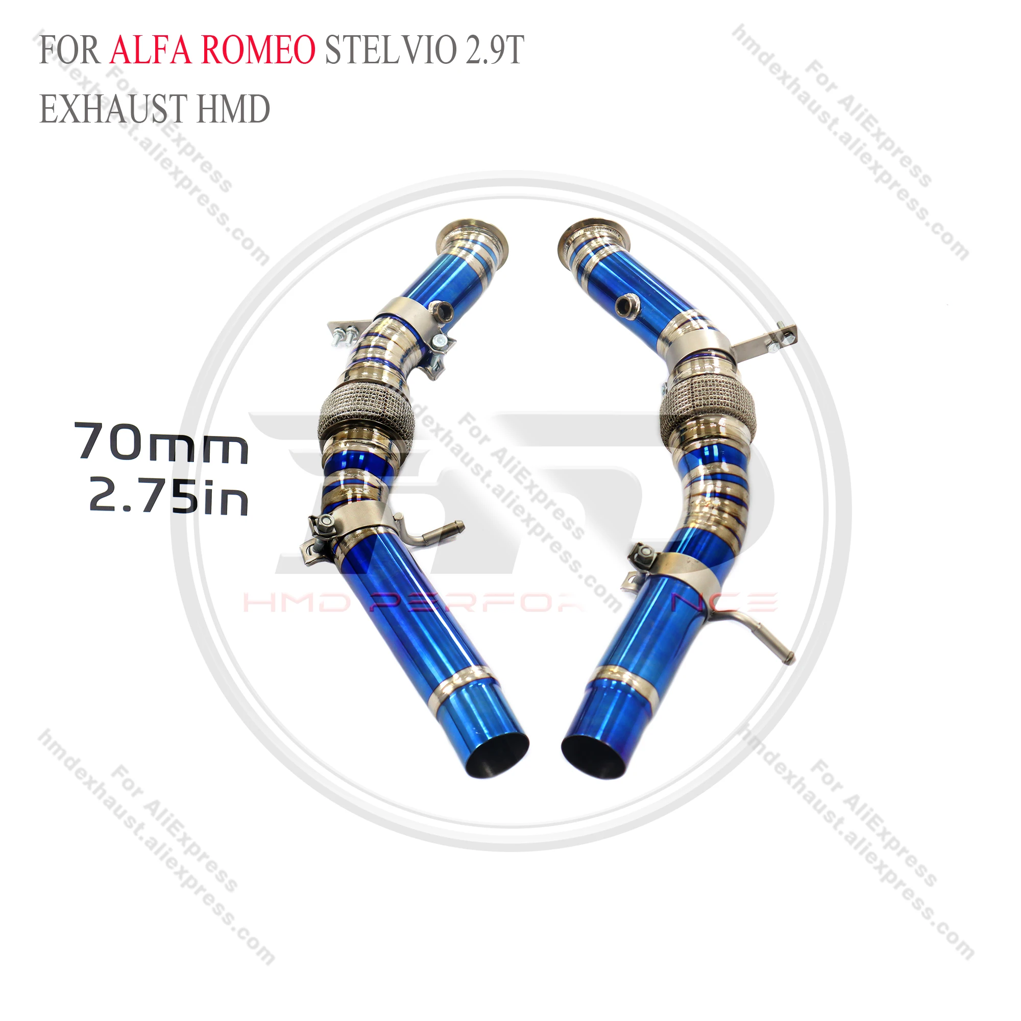 

titanium Downpipe For Alfa Romeo Stelvio 2.9T with Heat Shield HMD Exhaust System Performance Quality certification