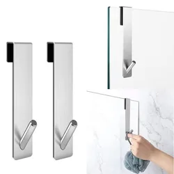 Gancho trasero para puerta de ducha de baño, toallero de acero inoxidable sobre Puerta de vidrio, colgador de Albornoz en forma de S