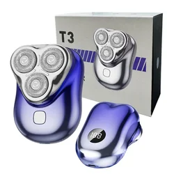 3D Floating Magnetic Blades Men Electric Shaver Mini Portable High Speed Travel Beard Knife Rechargeable Rotary Electric Razor