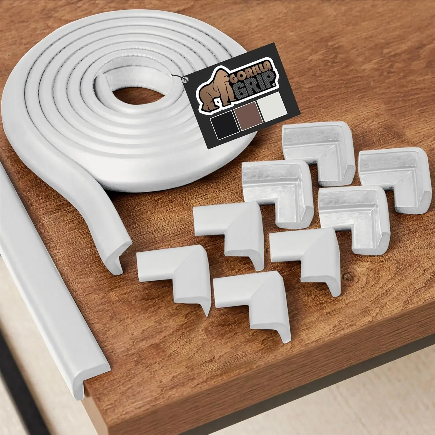 

Baby Proof Corners and Edges for Furniture, Soft Rubber Foam Protection, 8 Guards and 15 Feet Roll in Off White