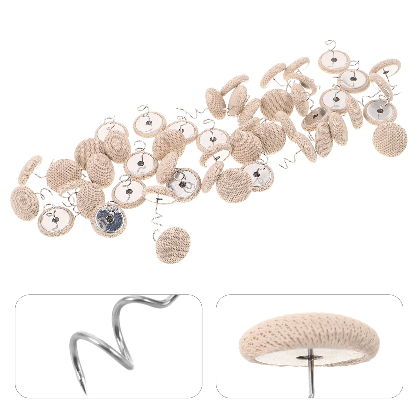 50Pcs Bed Skirt Pins Anti-Slip Twist Pins Stainless Steel Fabric Covered Upholstery Tacks Dust Ruffle Holders Slipcover