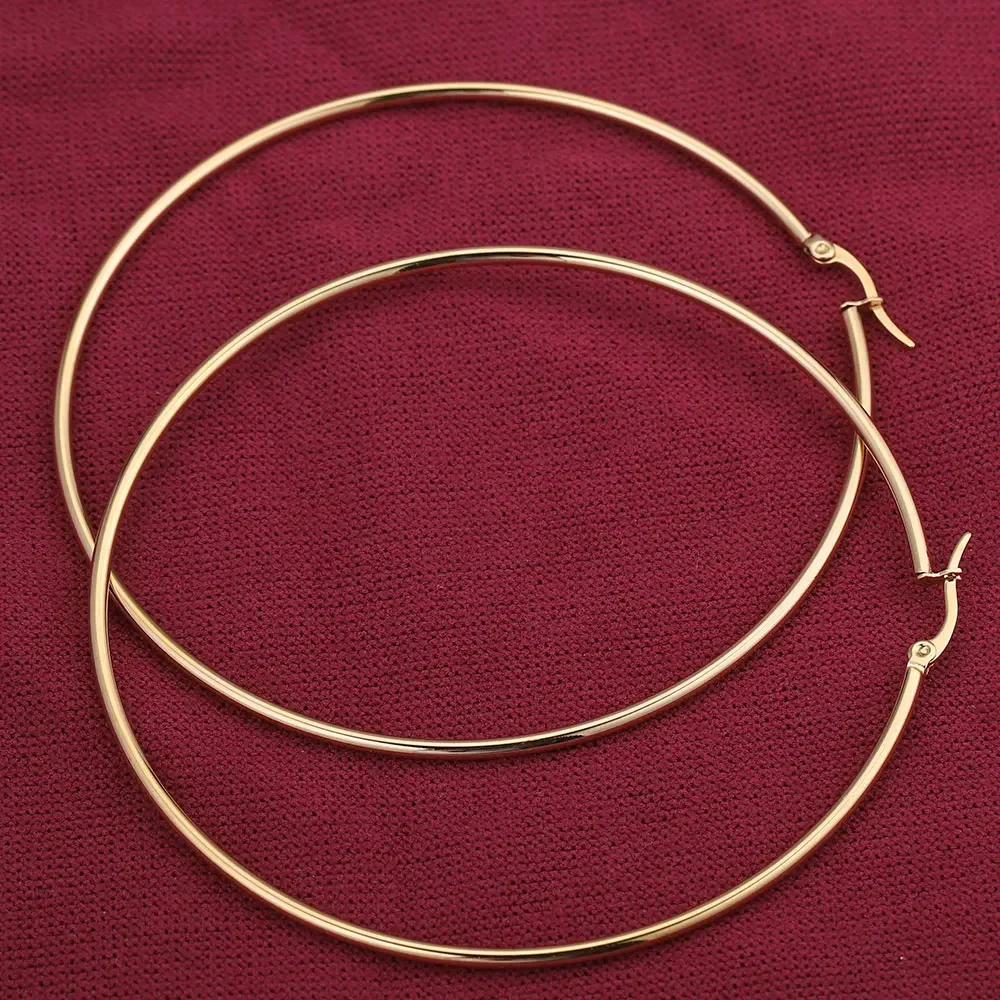 Women's Large Smooth Circle Hoop Earrings, Party Style