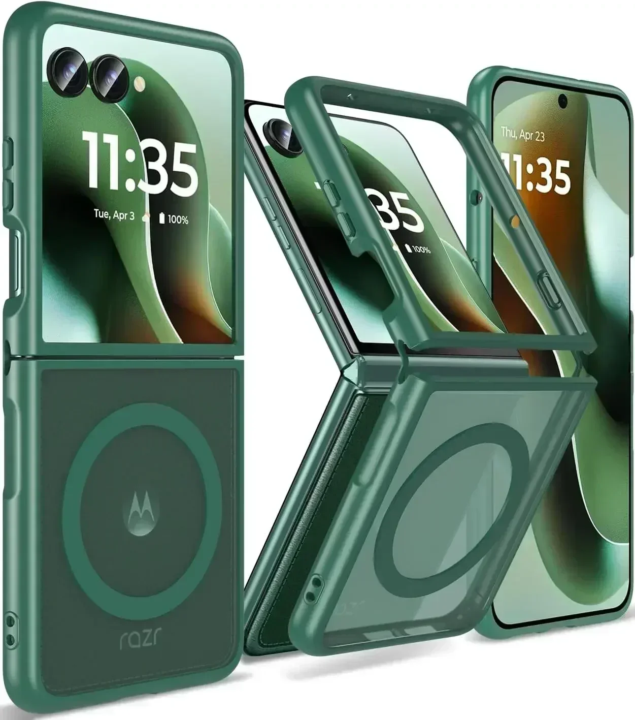 

Fin2feel Magnetic Case for Moto Razr Ultra 2025/2026 Case,Compatible with Mag-Safe,Shockproof Yellowing Anti-Scratch Hard PC Matt Back Cover for Motorola Razr Ultra 2025/2026,Green