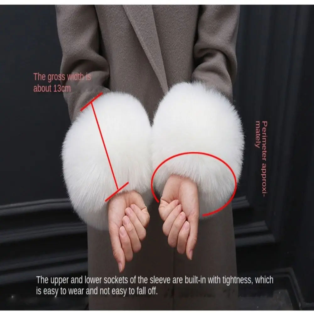 Winter Ladies Women Soft Faux Fur Plush Cuff Oversleeve Windproof Gloves Hand Wrist Warmer Cuff Clothing Accesories