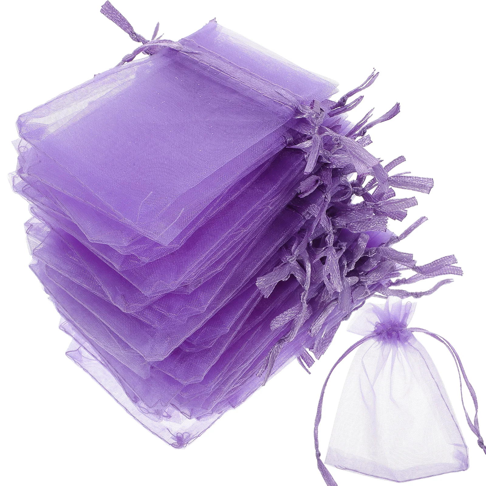 50 Pcs Organza Gift Bag Gauze Bags Candy Pouches Purple Small Gifts Lavender Mesh Drawstring Packing Packaging