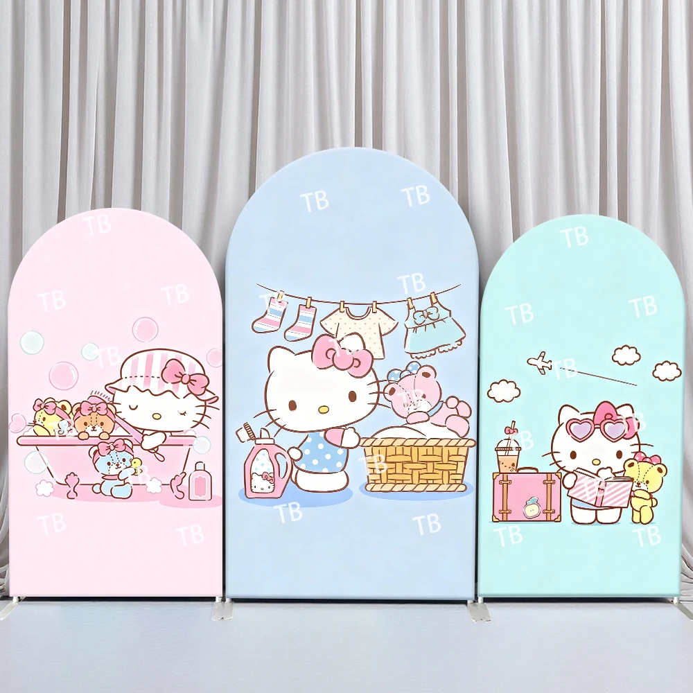 

Sanrio Hello Kitty Daily Life Style Arch Backdrop Cover Cozy Festive Scene For Kids Birthday Baby Shower Photo Booth Background