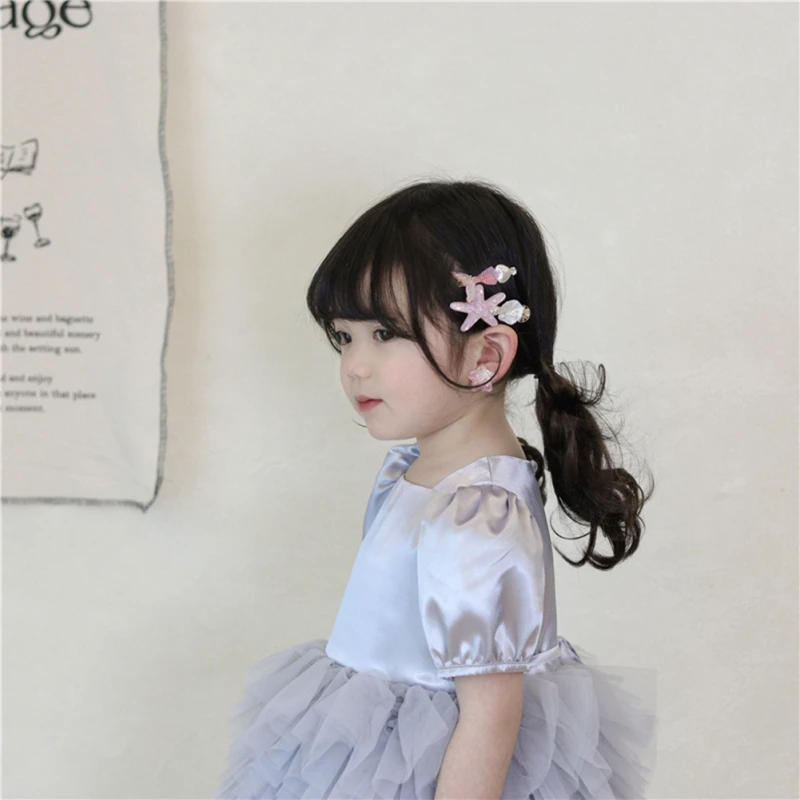 Fashion Hair Clips For Girls Cartoon Mermaid Kids Princess Hairpin Cute Children Clamp Girl Ornaments Hair Accessories