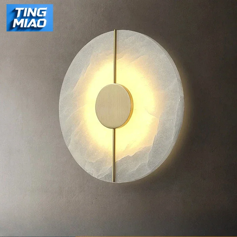 

Modern Luxury Creative Marble Wall Light Alabaster Marble Wall Sconce for Bedroom Bedside Living Room Aisle Indoor Decor