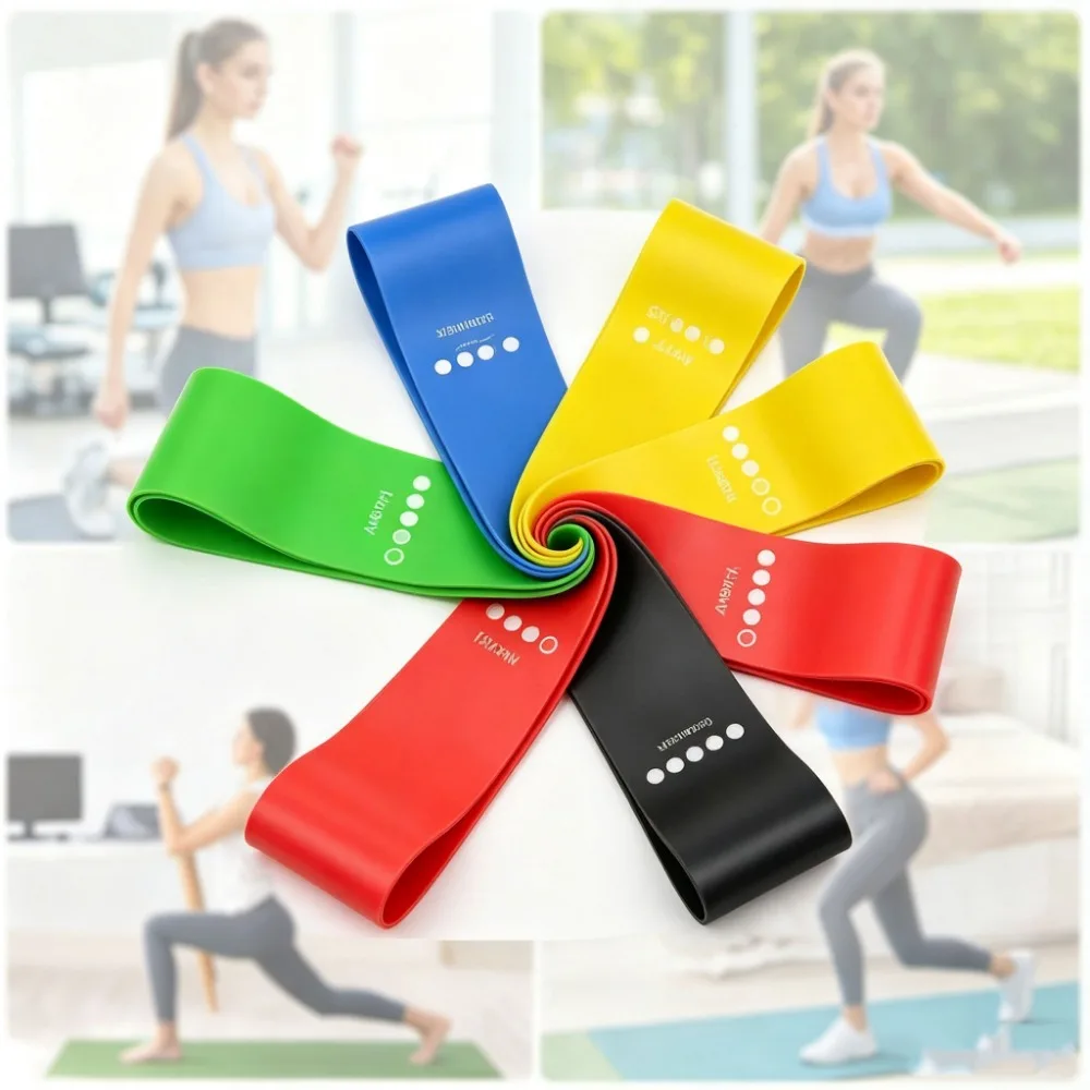 Elastic Loop Yoga Stretch Bands, Multi Resistance Hip Booty Bands for Leg Squat Dance Workout Fitness Accessories