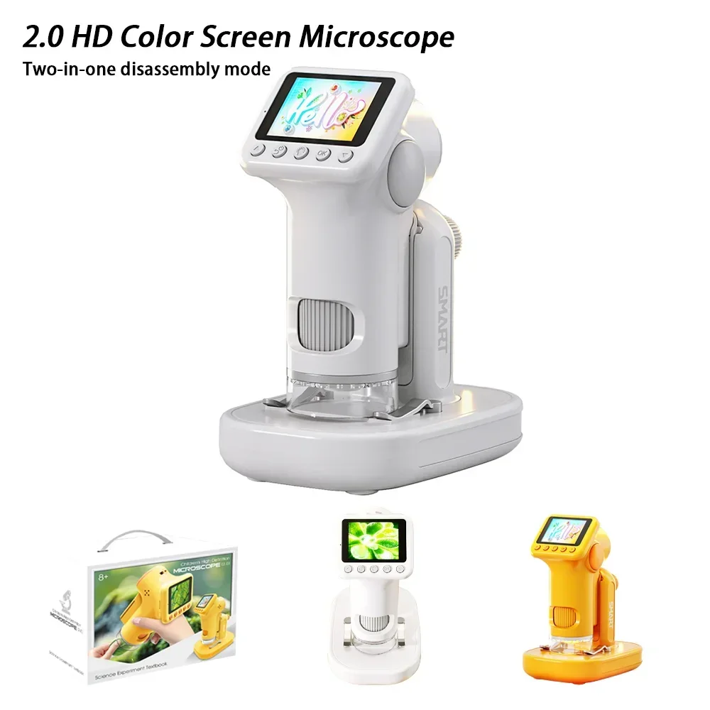 Microscopi da laboratorio portatili 1600X Fotocamera digitale 2 IN 1 Microscopio HD portatile da tavolo Giocattoli educativi per scienze biologiche per bambini