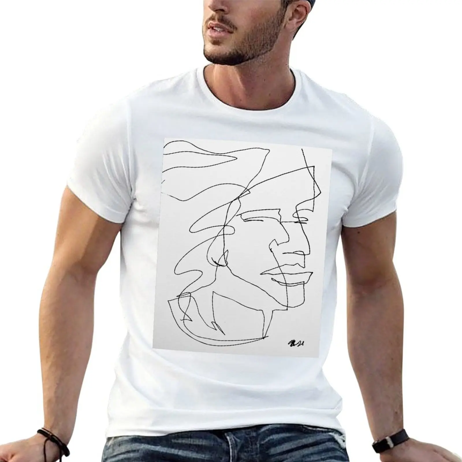 

Adam Driver - blind contour T-Shirt essential t shirt t shirt for man 100 percent cotton T-Shirt