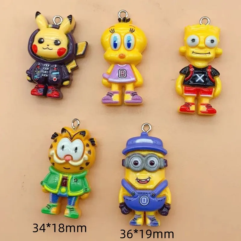 10pcs Cartoon Resin Charm Cute Earring Pendant Keychain Necklace Jewelry Accessories for DIY Making Crafts