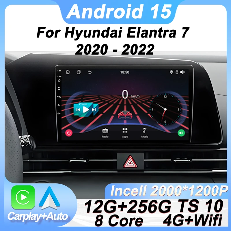 

9 inch Car Radio Player For Hyundai Elantra 7 2020 - 2022 Carplay Auto Screen Automotive Multimedia GPS Navigation Bluetooth DSP