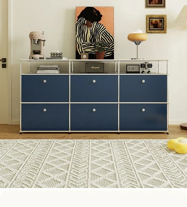 Living Room Sideboard Medieval Cabinets Storage Dining Modern Metal Stainless Steel Frame Wood Customizable Cabinet with Locker