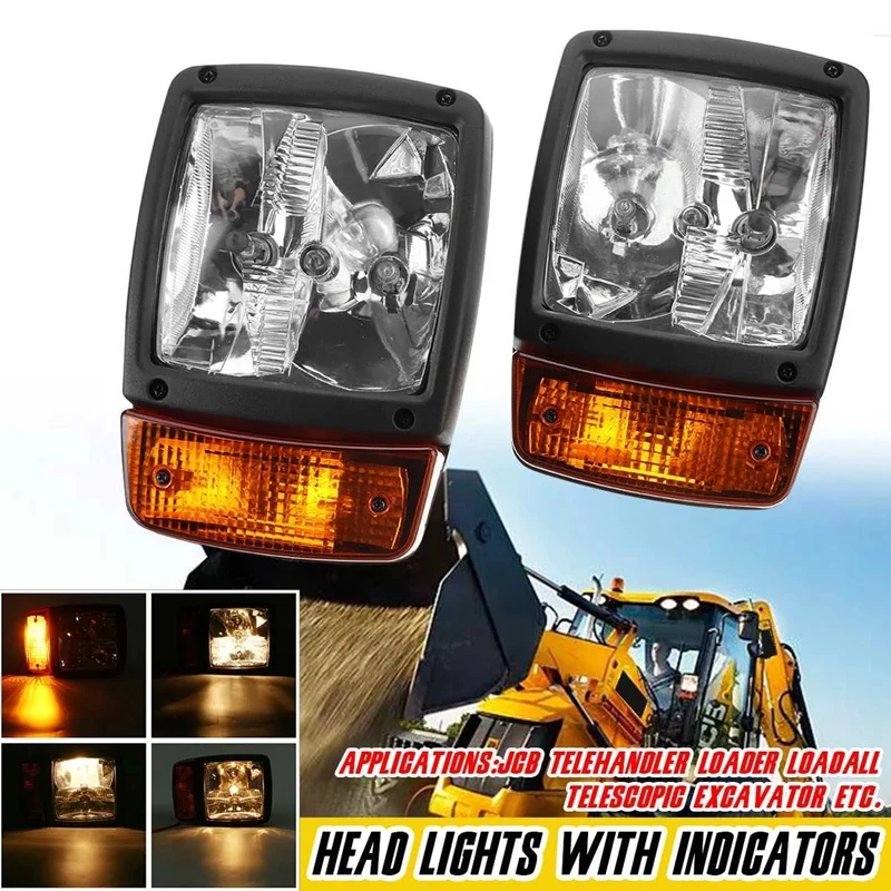 24V Excavator JCB Front LED Headlights Turn Signal Lamp Indicator Work Light for Tractor Telehandler Loader Forklift