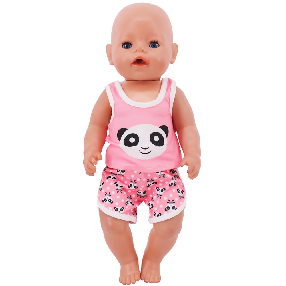 Vestiti per bambole pantaloncini rosa Set manica corta per 18 pollici American & 43CM Reborn Baby Pop Doll accessori di abbigliamento per regalo