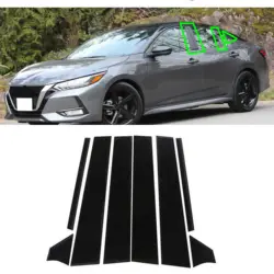 For Nissan Sentra 2020 2021 2022 8Pcs Car Door Window Polished Pillar Posts Trim Covers  Auto Exterior Accessories