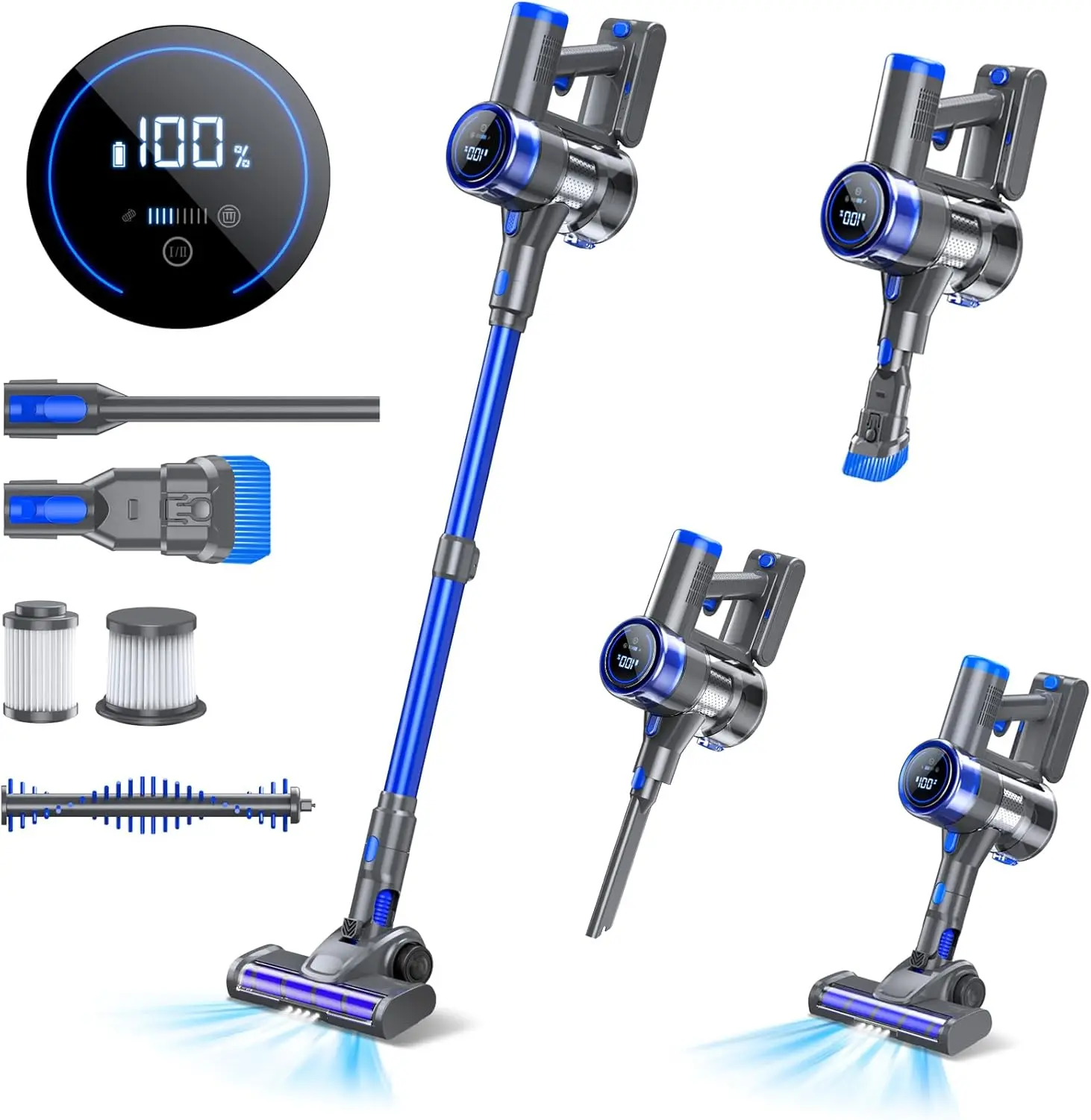 

Cordless Vacuum , 33KPA/400W Rechargeable Stick Vacuum Cleaner with 45 Mins Runtime, 6-in-1 Lightweight Handheld Stick Vacuum