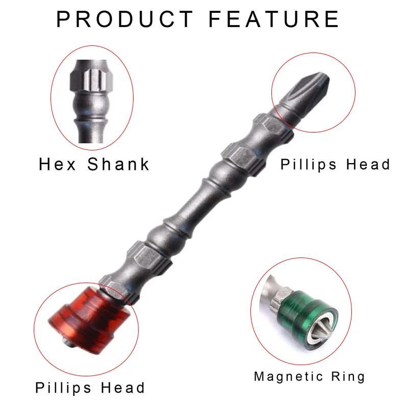5pcs Phillips Screwdriver Screwdrivers Bit Set ph2 Screw Driver Bits Precision Impact Driver Magnetic Ring Anti Slip Electric