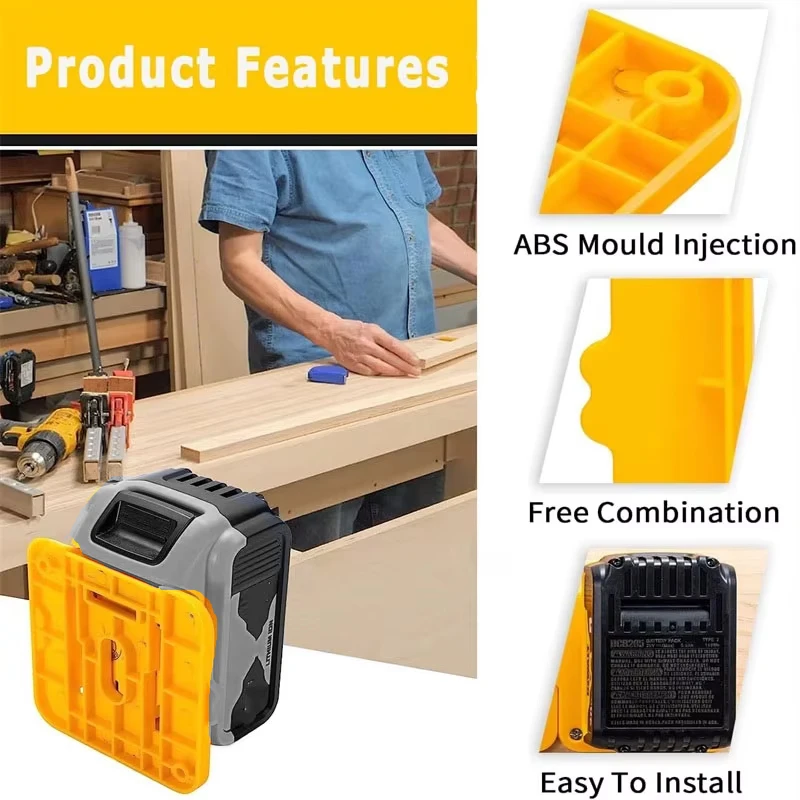 Battery Holder for Dewalt 18V 20V Li-ion Battery ,Wall Mount Battery Storage Holder Battery Rack for Work Van Shelf Toolbox