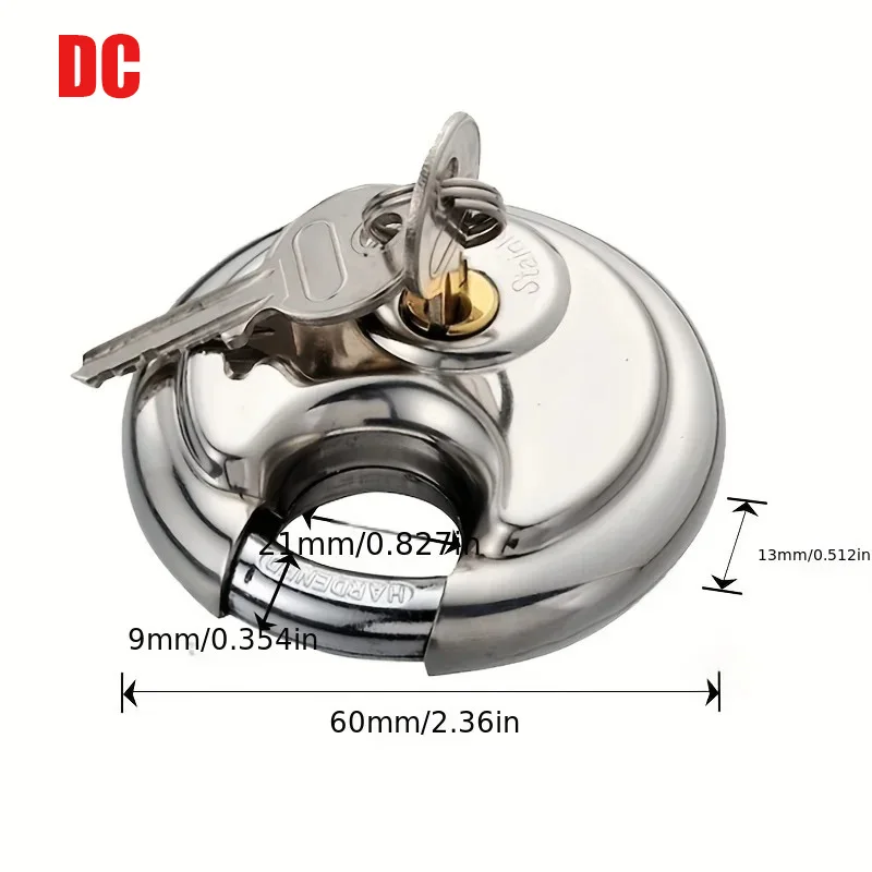 1/2/3PCS 60MM Round Stainless Steel Heavy Duty Key Lock Security Padlock Outdoor Gym Safely Door Lock Anti-theft Tools