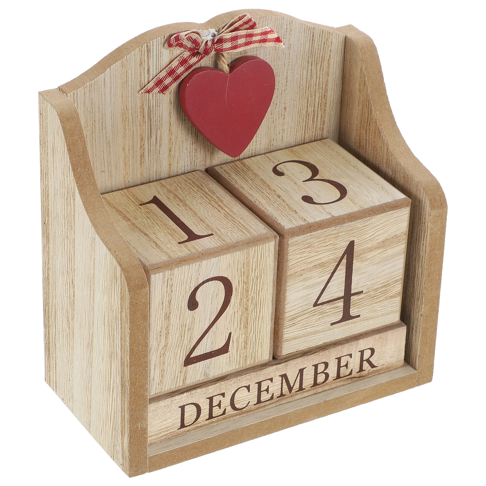 

Wooden Perpetual Blocks Red Desk Calendar Office Decor Desktop Calendar Photo Props Reusable Practical