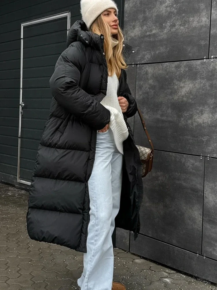 Długi zimowy płaszcz parka z kapturem dla kobiet, casualowy, luźny, ciepły, z długimi rękawami, z kieszeniami na zamek, nowy płaszcz damski parka.