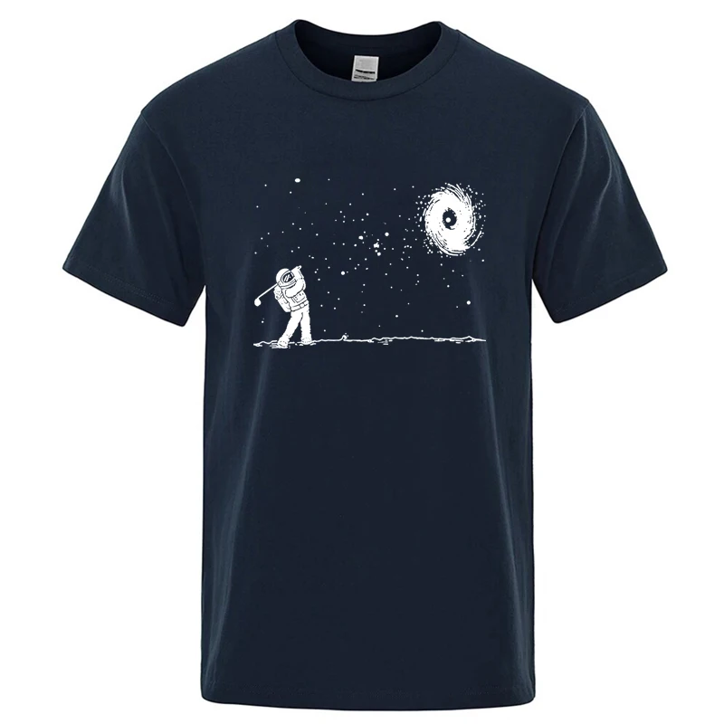 Men's High Quality Cotton Blend Funny Astronaut Print Summer T Shirt Loose O-neck Men Tshirt Short Sleeve T-shirt Male Tees Tops image 3