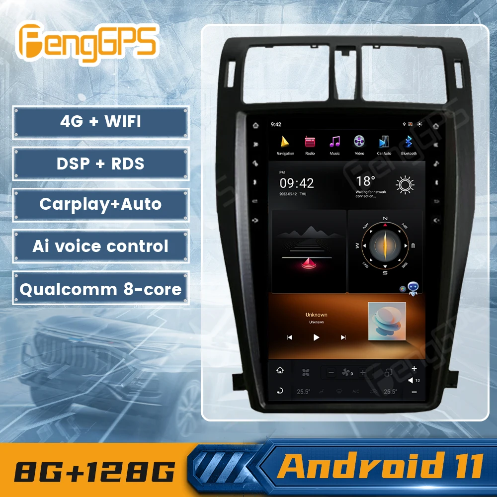 Android Radio For Toyota Crown 2009-2013 GPS Navi Tesla Style DVD Player Carplay Multimedia Headunit Bluetooth G6 System 8+128G