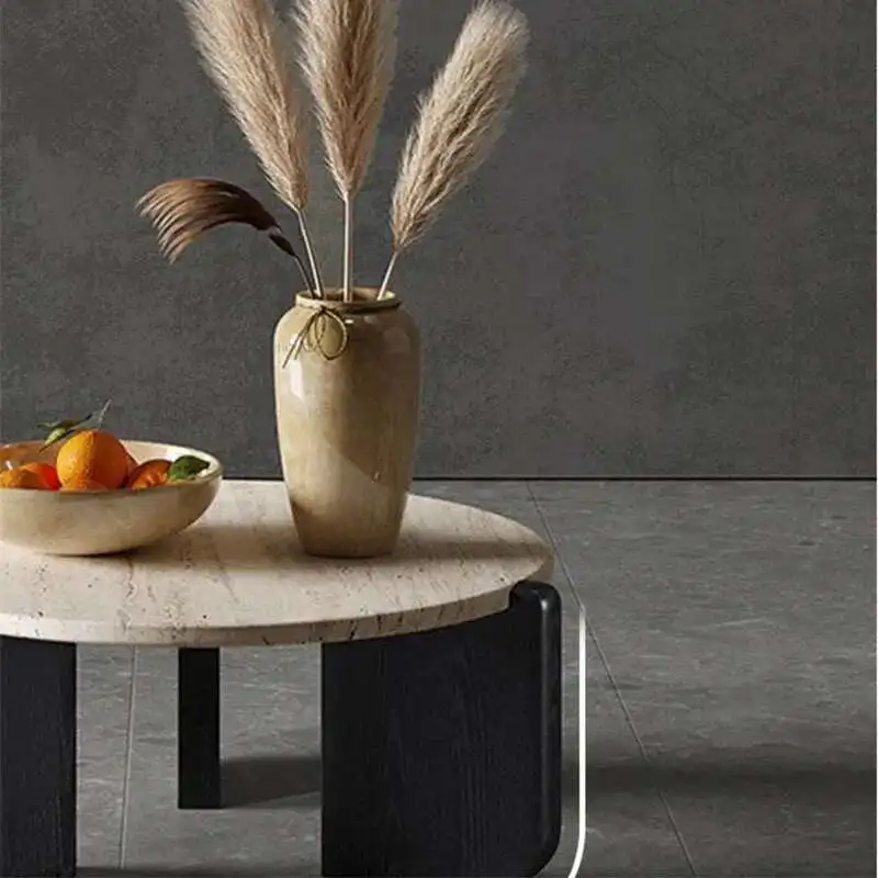 طاولة القهوة الخشبية الصلبة الاسكندنافية لأثاث المقهى طاولة جانبية من الترافرتين الإبداعية المنزلية الخفيفة طاولة القهوة لغرفة المعيشة الفاخرة #4