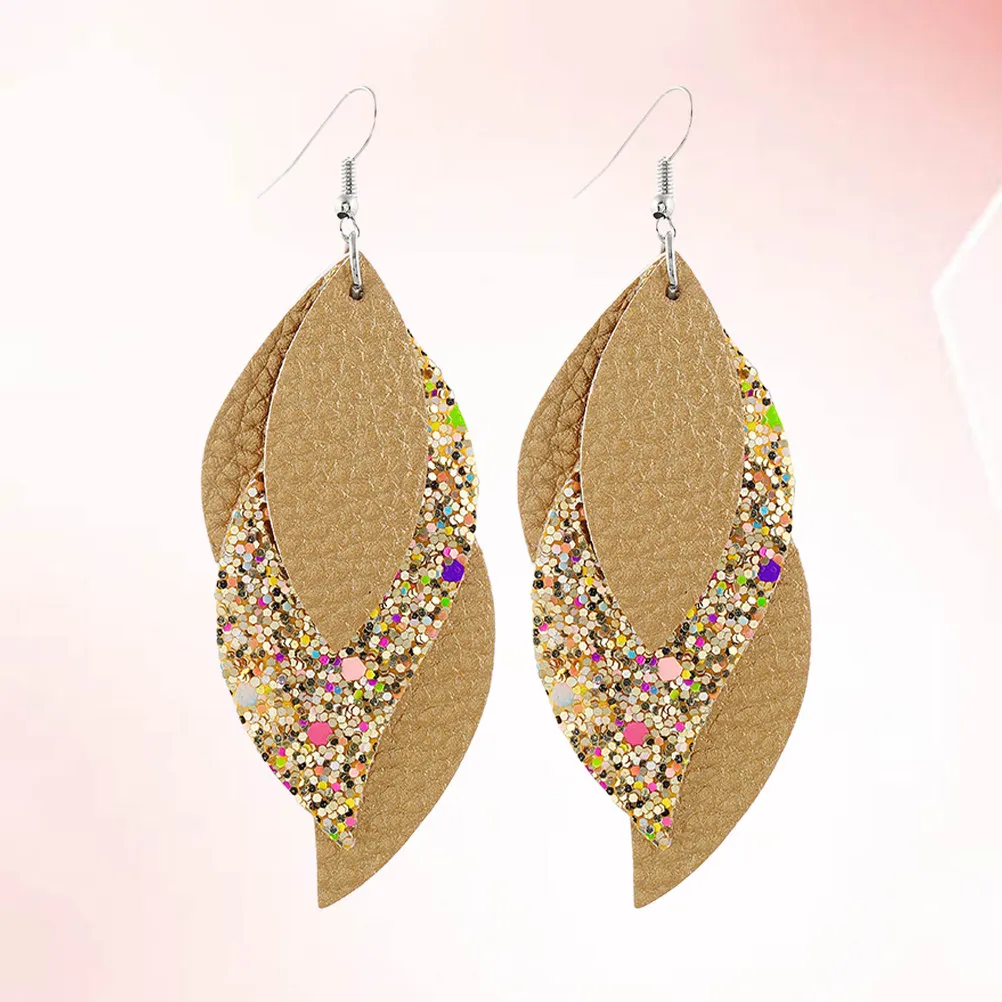 1Pair Sequin Ear Drop Earrings Khaki Creative Pattern Fashion Women Dangler Jewelry Party Work Everyday Eye-Catching