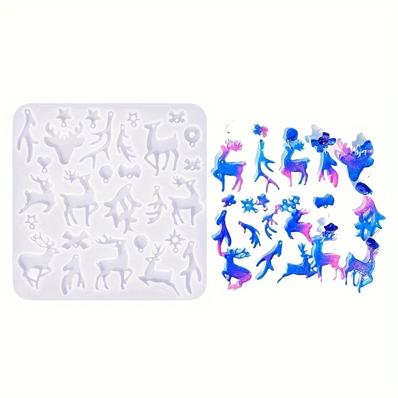 53 قطعة DIY قطرة الغراء قرون عيد الميلاد أقراط قالب من السيليكون شجرة عيد الميلاد قرون قلادة أقراط قلادة #4