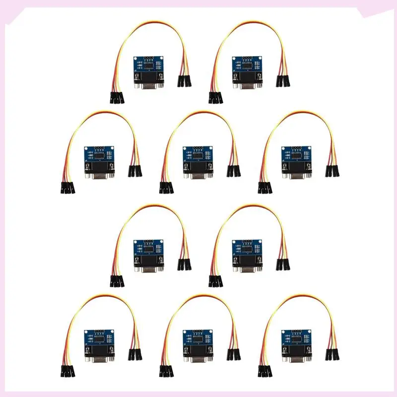 B24B 10X MAX3232 RS232 Serial Port To TTL Converter Module DB9 Connector W/ 4 Jump Cables