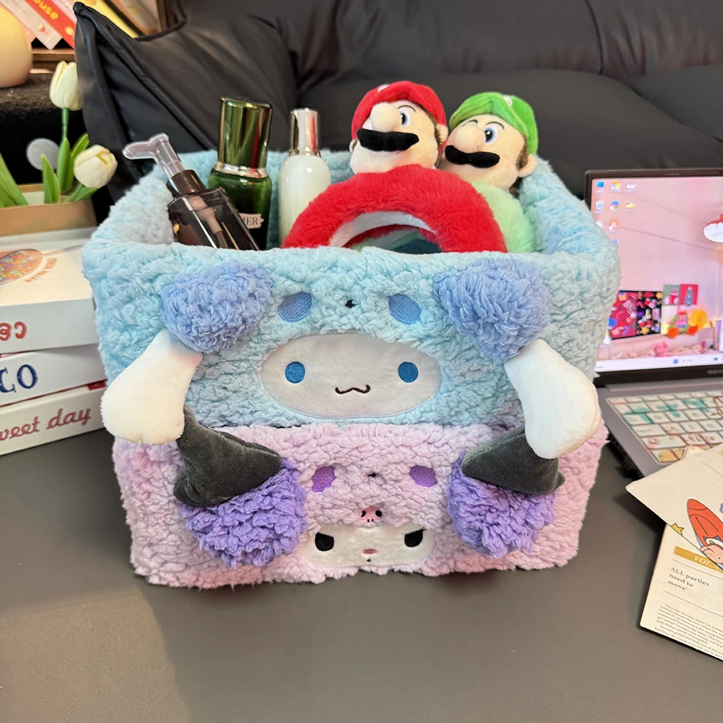 Sanrio Pochacco My Melody Kuromi plush storage box  desktop clutter sorting box office skincare storage and storage box Gift