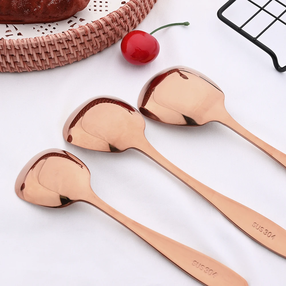 Black 3Pcs Stainless Steel Food Service Spoon Large Rice Shovel Tableware Long Handle Square Spatula Kitchen Gadgets for Home