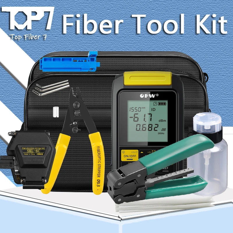 

Fiber Optic Tool Kit with SKL-6C Fiber Cleaver -70+10dBm 3 in 1 Mini Optical Power Meter 1MW Visual Fault Locator