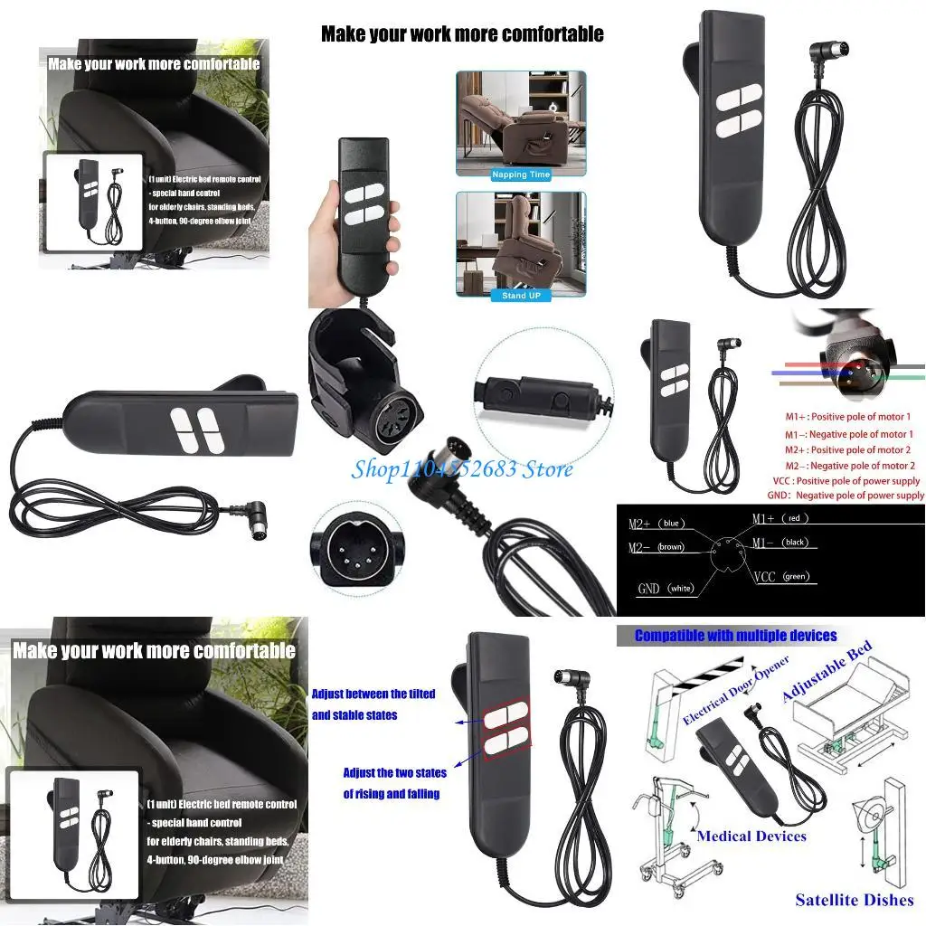 

Y6GD Durability Standing Bed Handset 4 Button Operation Angled Controllers For Senior