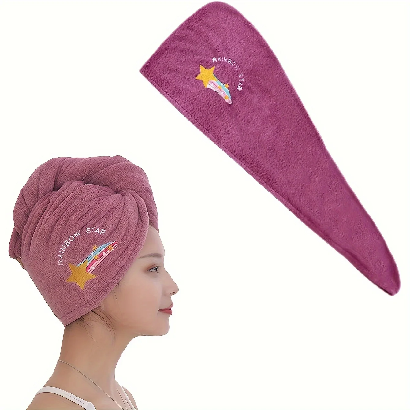 Modern Musical Patterned Soft Hair Drying  - Lightweight, Super Absorbent, Embroidered Bathroom Towel Wrap with Button - Woven, 