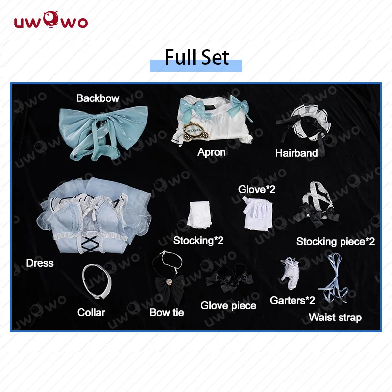 재고 있음 UWOWO 신데렐라 코스프레 게임 신데렐라 카페 메이드 코스프레 의상 할로윈 의상
